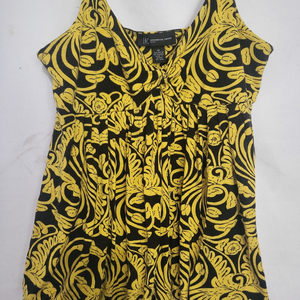 INC International Concepts Black and Yellow Patterned Blouse